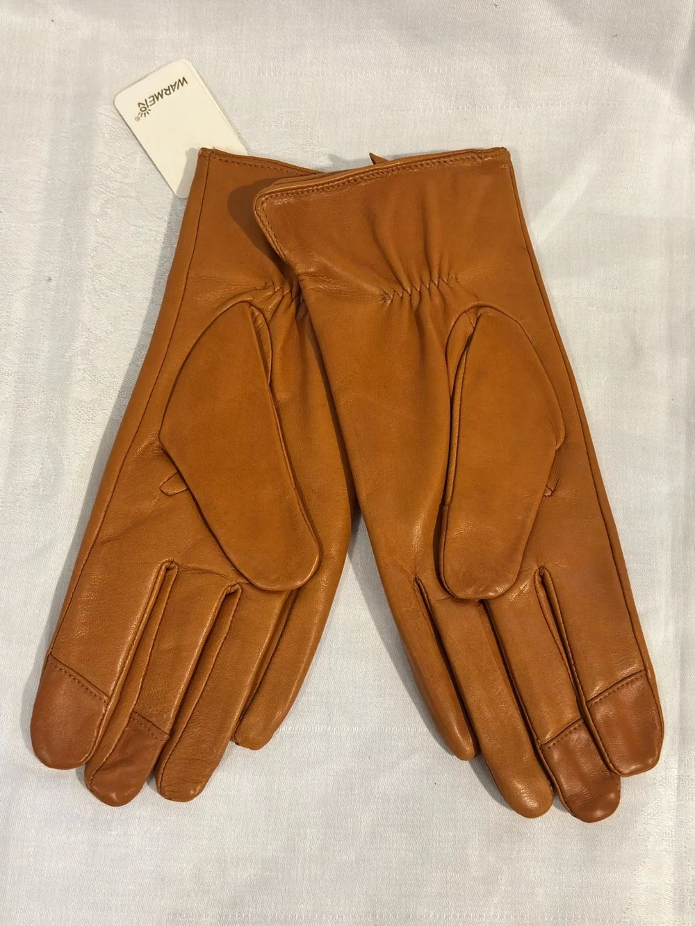 WARMEN Sheepskin Leather Touchscreen Gloves Cashmere Wool Lined 8.5 NWT
